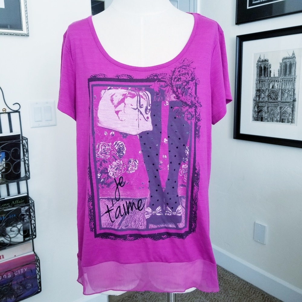Style & Co top in fuchsia size XL EUC